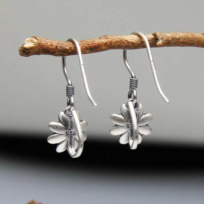 Orecchini Buddha Stones 925 Sterling Silver Lotus Flower Enlightenment - Image 4