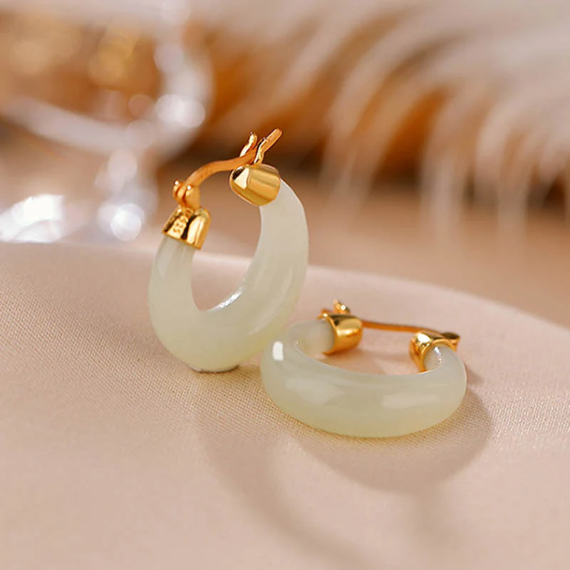 Orecchini pendenti Buddha Stones, giada rotonda, giada ciano, prosperità e fortuna - Image 6