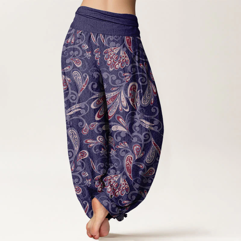 Pantaloni harem da donna in cotone con elastico in vita e motivo floreale casual con Buddha Stones - Image 10