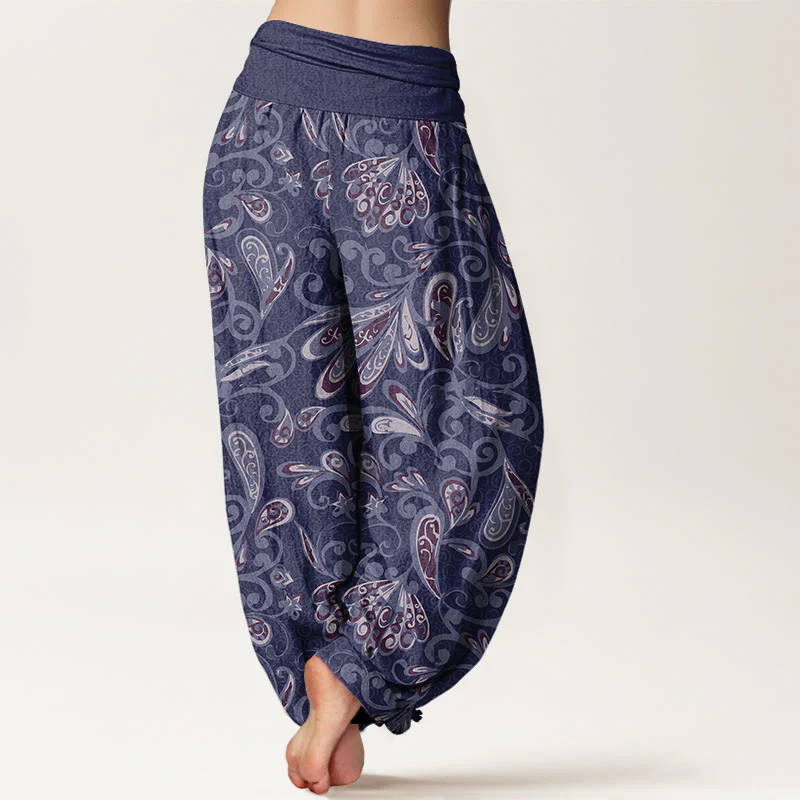 Pantaloni harem da donna in cotone con elastico in vita e motivo floreale casual con Buddha Stones - Image 7