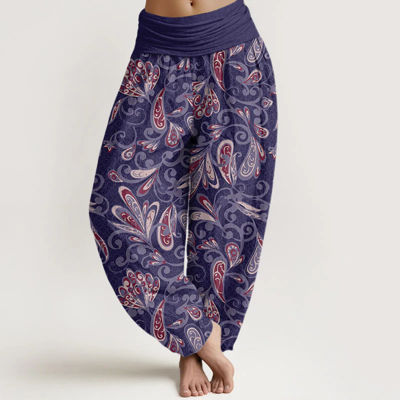 Pantaloni harem da donna in cotone con elastico in vita e motivo floreale casual con Buddha Stones - Image 8