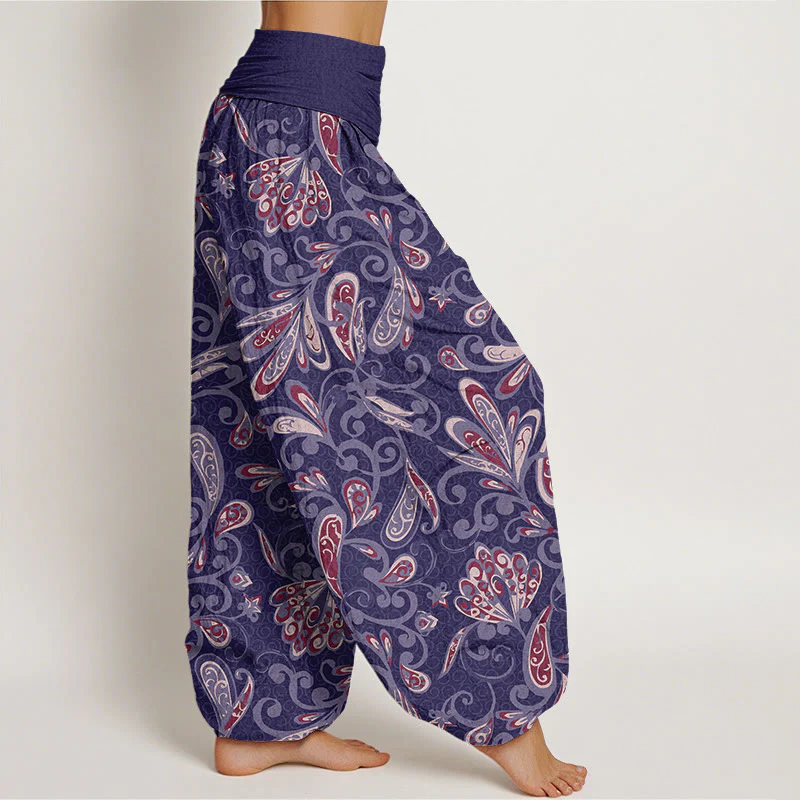 Pantaloni harem da donna in cotone con elastico in vita e motivo floreale casual con Buddha Stones - Image 9