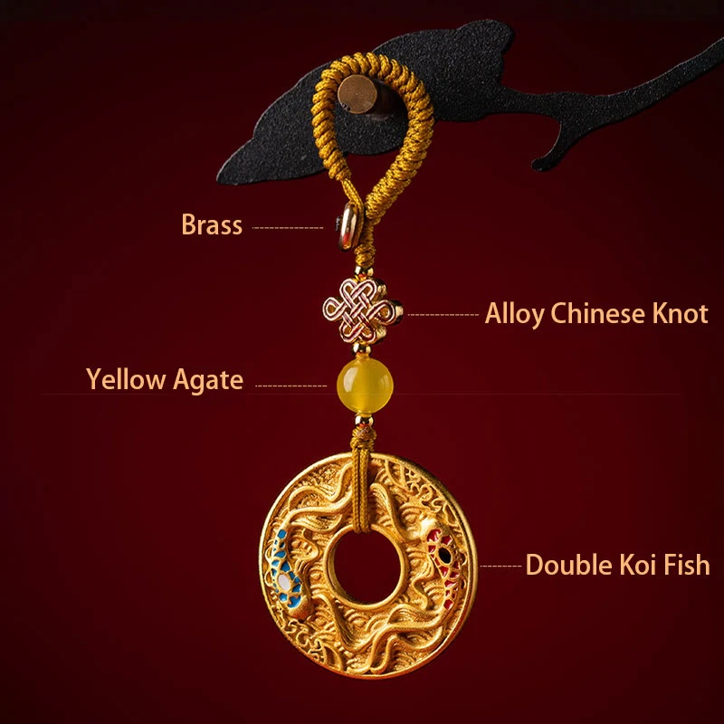 Portachiavi Buddha Stones Double Koi Fish Peace Buckle Wealth Luck - Image 10