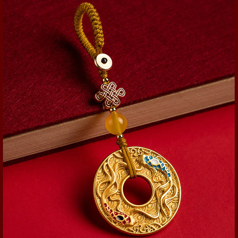 Portachiavi Buddha Stones Double Koi Fish Peace Buckle Wealth Luck - Image 12