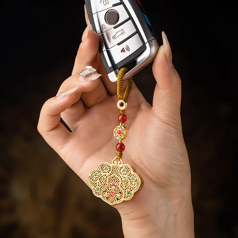 Portachiavi con ciondolo a forma di lucchetto con Buddha Stones, carattere Fu, fortuna e benedizione - Image 10