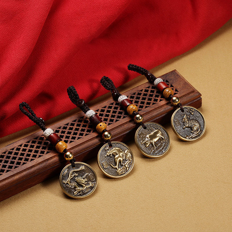 Portachiavi con decorazione in rame con zodiaco cinese e fortuna - Image 14