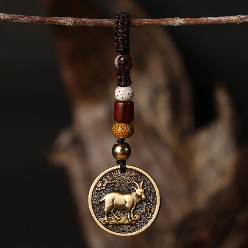 Portachiavi con decorazione in rame con zodiaco cinese e fortuna - Image 9