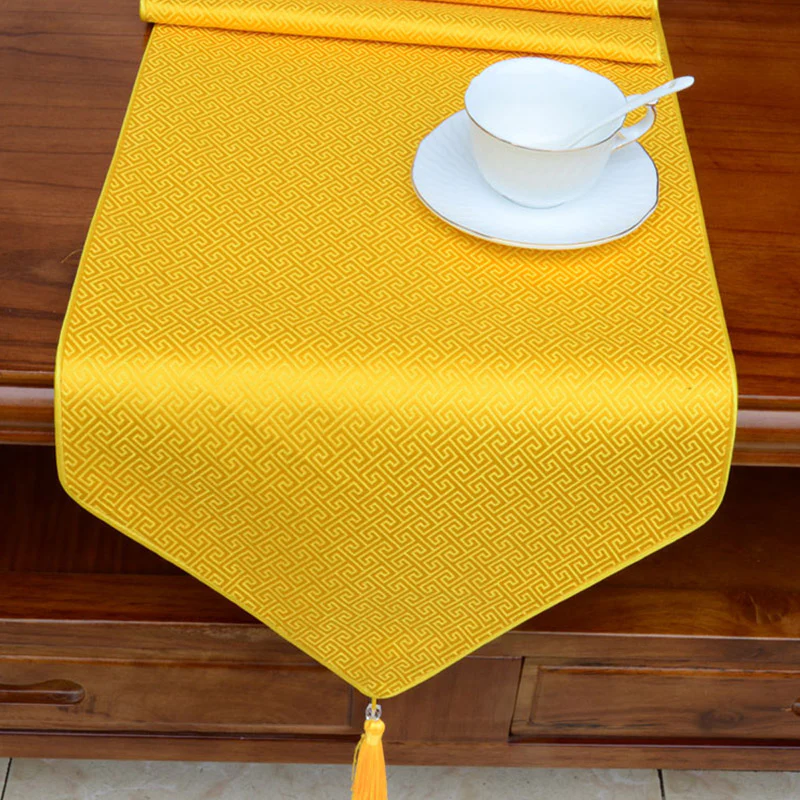 Preghiera Altare Fiore Vajra Drago Modello Tibetano Simboli di Buon Auspicio Nappe Jacquard Runner da Tavolo - Image 17