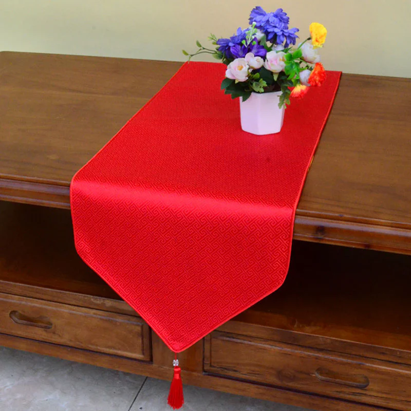 Preghiera Altare Fiore Vajra Drago Modello Tibetano Simboli di Buon Auspicio Nappe Jacquard Runner da Tavolo - Image 19